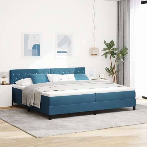 Box Spring Krevet s Madracem Tamnoplavi 200x200 cm Baršun Cijena