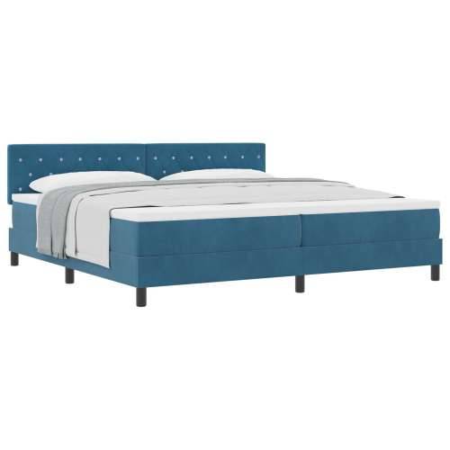 Box Spring Krevet s Madracem Tamnoplavi 200x200 cm Baršun Cijena