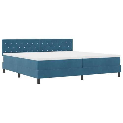 Box Spring Krevet s Madracem Tamnoplavi 200x200 cm Baršun Cijena