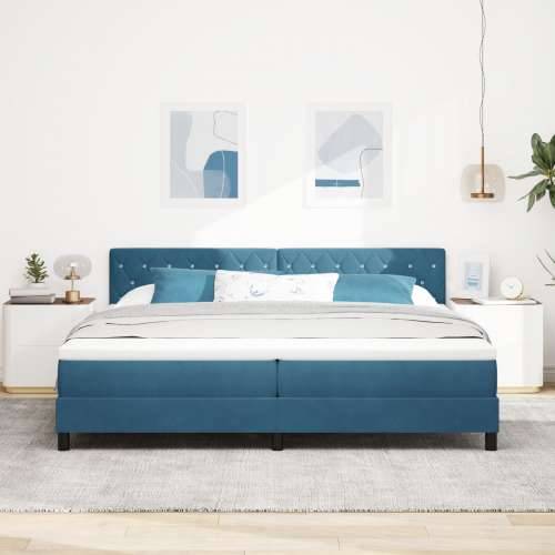 Box Spring Krevet s Madracem Tamnoplavi 200x200 cm Baršun Cijena