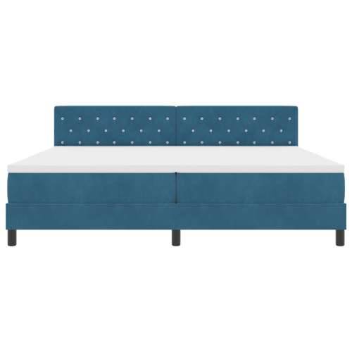 Box Spring Krevet s Madracem Tamnoplavi 200x200 cm Baršun Cijena