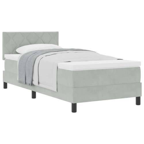 Box Spring Krevet s Madracem Svjetlosiva Jednokrevetna Baršun Cijena