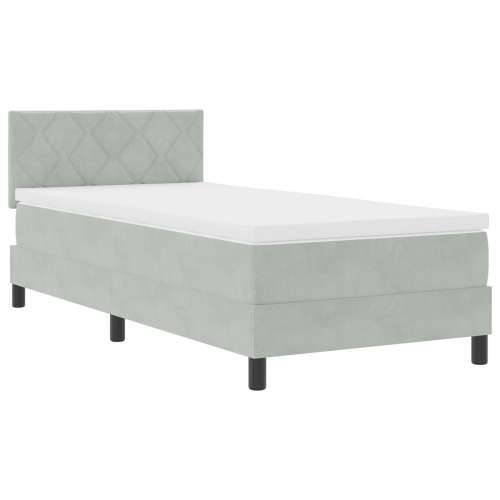 Box Spring Krevet s Madracem Svjetlosiva Jednokrevetna Baršun Cijena