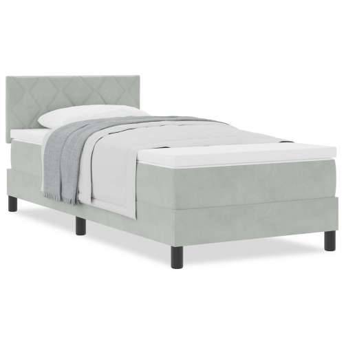 Box Spring Krevet s Madracem Svjetlosiva Jednokrevetna Baršun Cijena