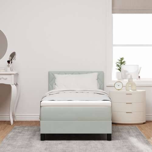 Box Spring Krevet s Madracem Svjetlosiva Jednokrevetna Baršun Cijena
