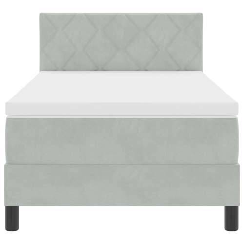 Box Spring Krevet s Madracem Svjetlosiva Jednokrevetna Baršun Cijena