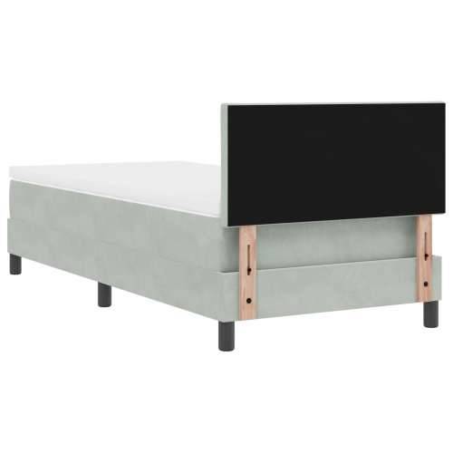 Box Spring Krevet s Madracem Svjetlosiva Jednokrevetna Baršun Cijena