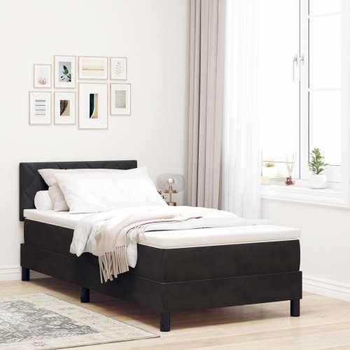 Box Spring Krevet s Madracem Crni Singl Baršun Cijena