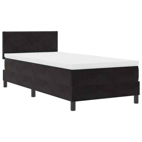 Box Spring Krevet s Madracem Crni Singl Baršun Cijena