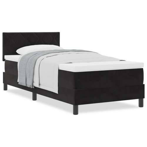 Box Spring Krevet s Madracem Crni Singl Baršun Cijena