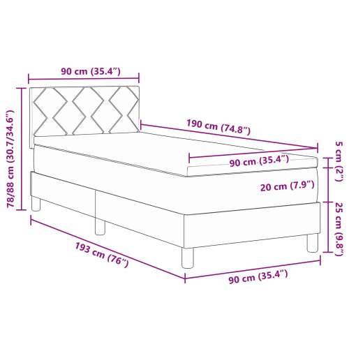 Box Spring Krevet s Madracem Crni Singl Baršun Cijena