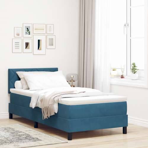 Box Spring Krevet s Madracem Tamnoplavi 90x200 cm Baršun Cijena