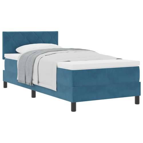 Box Spring Krevet s Madracem Tamnoplavi 90x200 cm Baršun Cijena