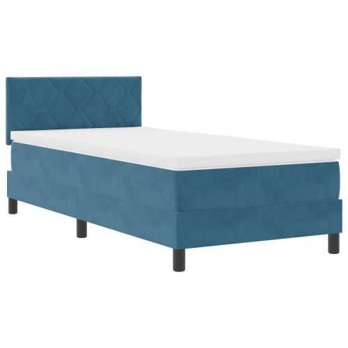 Box Spring Krevet s Madracem Tamnoplavi 90x200 cm Baršun Cijena