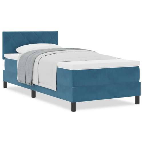 Box Spring Krevet s Madracem Tamnoplavi 90x200 cm Baršun Cijena