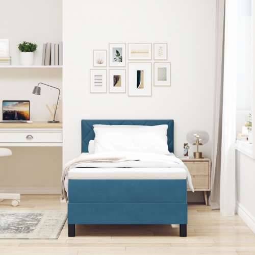 Box Spring Krevet s Madracem Tamnoplavi 90x200 cm Baršun Cijena