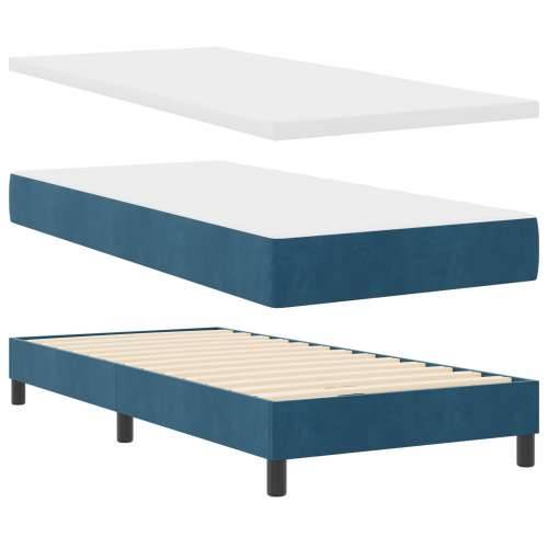 Box Spring Krevet s Madracem Tamnoplavi 90x200 cm Baršun Cijena