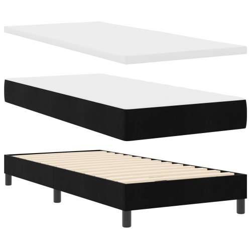 Kutna kreveta s ovom madracem Crna 100x200 cm Baršun Cijena