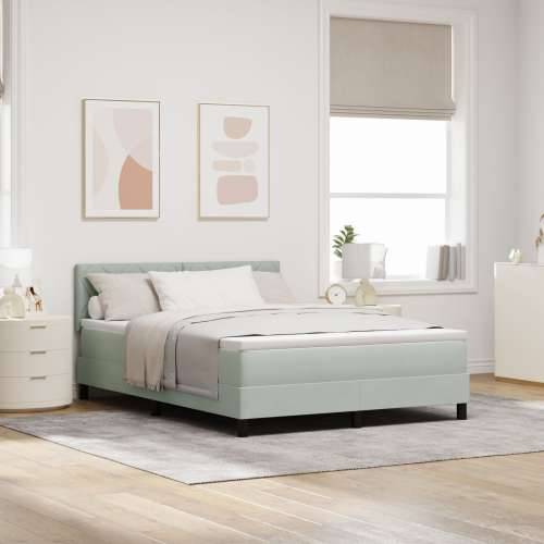 Box Spring Krevet s Madracem Svjetlosiva 140x190 cm Baršun Cijena