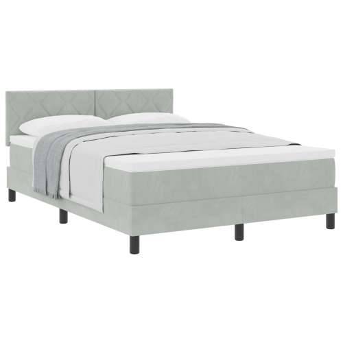 Box Spring Krevet s Madracem Svjetlosiva 140x190 cm Baršun Cijena