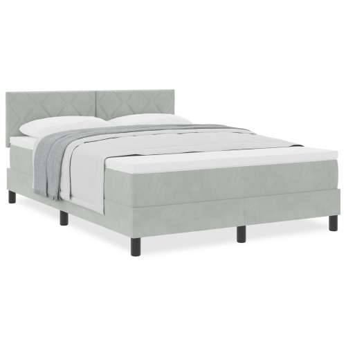 Box Spring Krevet s Madracem Svjetlosiva 140x190 cm Baršun Cijena