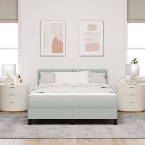 Box Spring Krevet s Madracem Svjetlosiva 140x190 cm Baršun Cijena