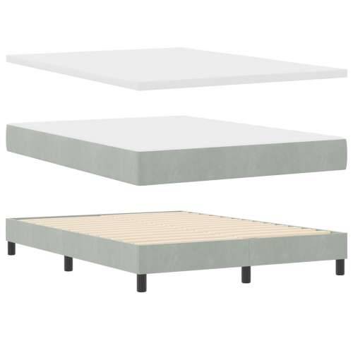 Box Spring Krevet s Madracem Svjetlosiva 140x190 cm Baršun Cijena