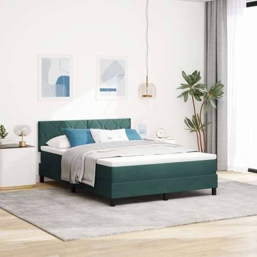 Box Spring Krevet s Madracem Tamno Zelena 140x190 cm Velur Cijena