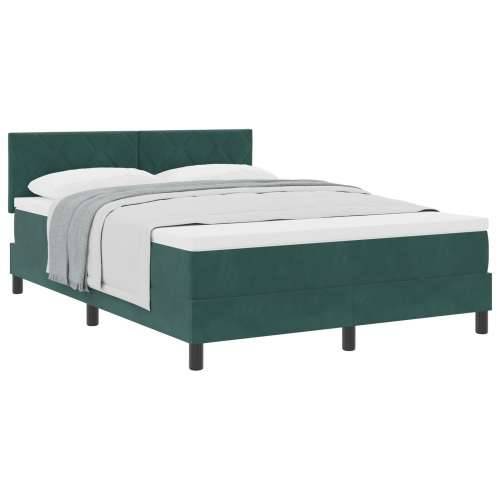 Box Spring Krevet s Madracem Tamno Zelena 140x190 cm Velur Cijena