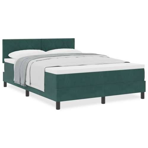Box Spring Krevet s Madracem Tamno Zelena 140x190 cm Velur Cijena