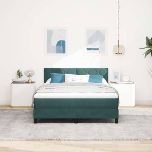 Box Spring Krevet s Madracem Tamno Zelena 140x190 cm Velur Cijena