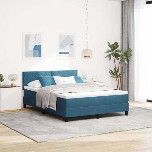 Box Spring Krevet s Madracem Tamnoplavi 140x190 cm Baršun Cijena