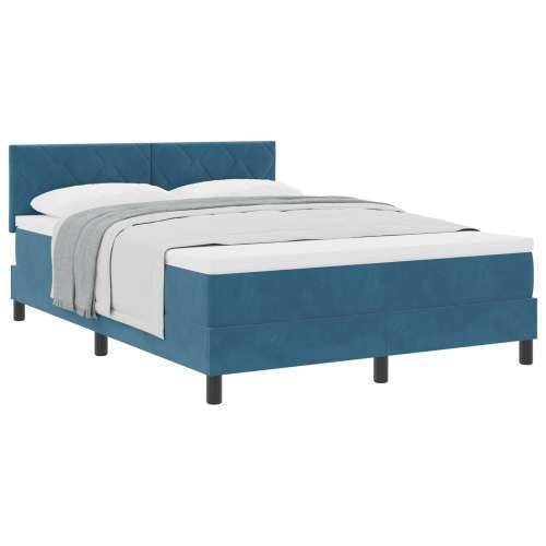Box Spring Krevet s Madracem Tamnoplavi 140x190 cm Baršun Cijena