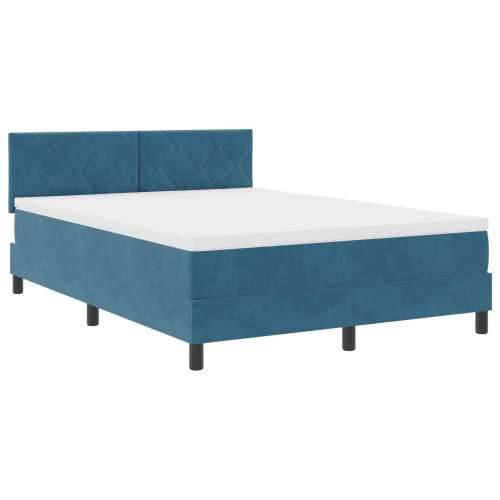 Box Spring Krevet s Madracem Tamnoplavi 140x190 cm Baršun Cijena