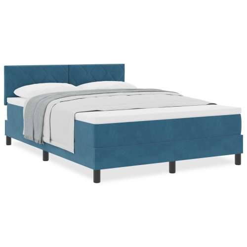 Box Spring Krevet s Madracem Tamnoplavi 140x190 cm Baršun Cijena