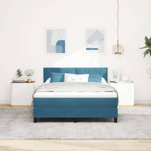 Box Spring Krevet s Madracem Tamnoplavi 140x190 cm Baršun Cijena