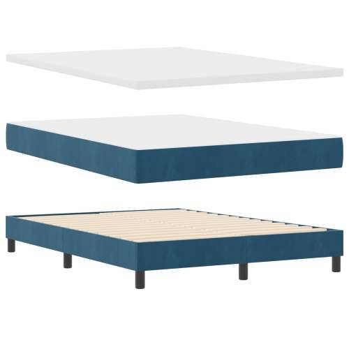 Box Spring Krevet s Madracem Tamnoplavi 140x190 cm Baršun Cijena