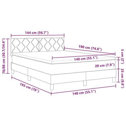 Box Spring Krevet s Madracem Tamnoplavi 140x190 cm Baršun Cijena