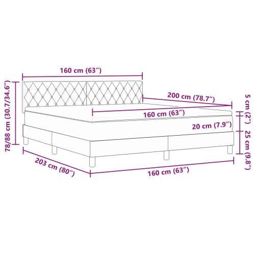 Box Spring Krevet s Madracem Tamnoplava 160x200 cm Baršun Cijena