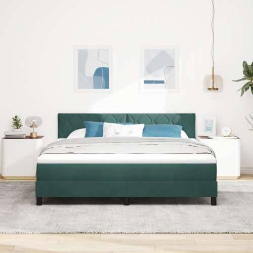 Box Spring Krevet s Madracem Tamnozelena Super King Baršun Cijena
