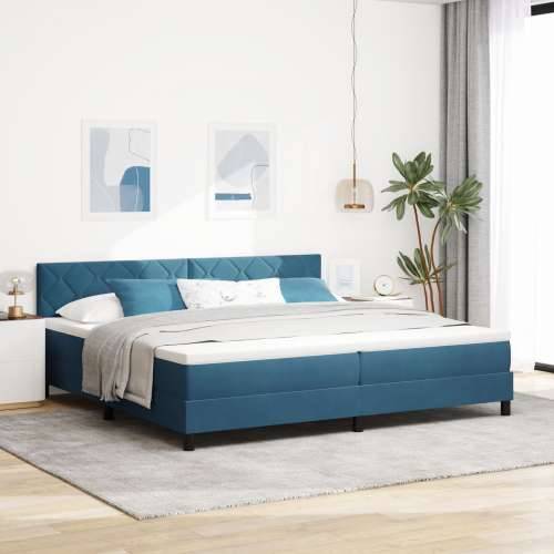 Box Spring Krevet s Madracem Tamnoplavi 200x200 cm Baršun Cijena