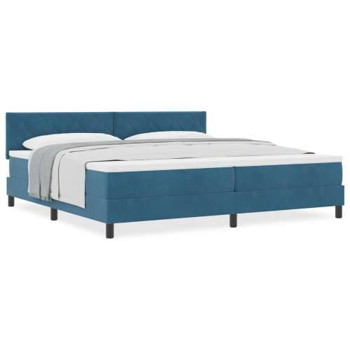 Box Spring Krevet s Madracem Tamnoplavi 200x200 cm Baršun Cijena