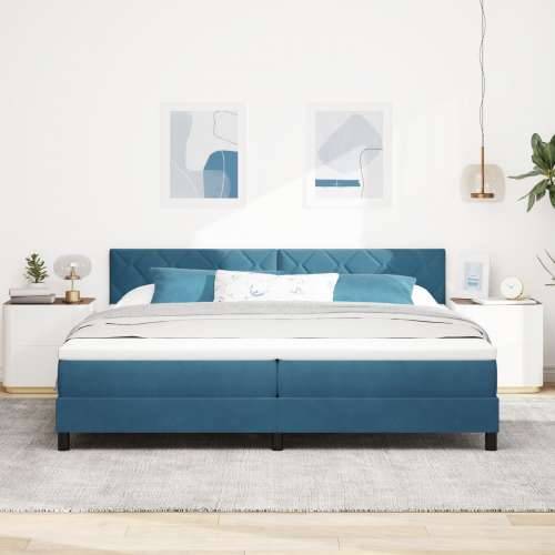 Box Spring Krevet s Madracem Tamnoplavi 200x200 cm Baršun Cijena