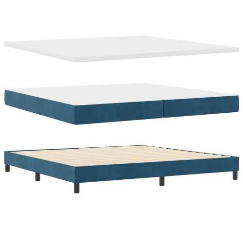 Box Spring Krevet s Madracem Tamnoplavi 200x200 cm Baršun Cijena