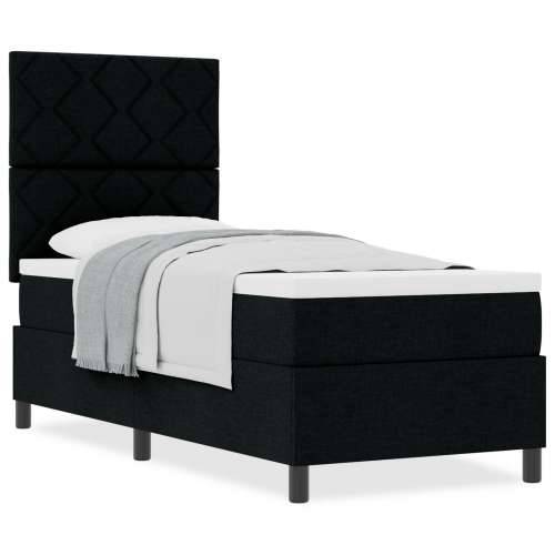 Box Spring Krevet s madracem crne boje 80x200 cm od tkanine Cijena