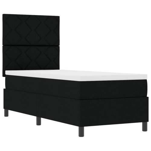 Box Spring Krevet s madracem crne boje 80x200 cm od tkanine Cijena