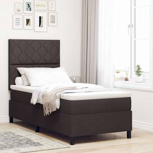 Box Spring Krevet s madracem Tamnosmeđi Jednokrevetni Tkanina Cijena