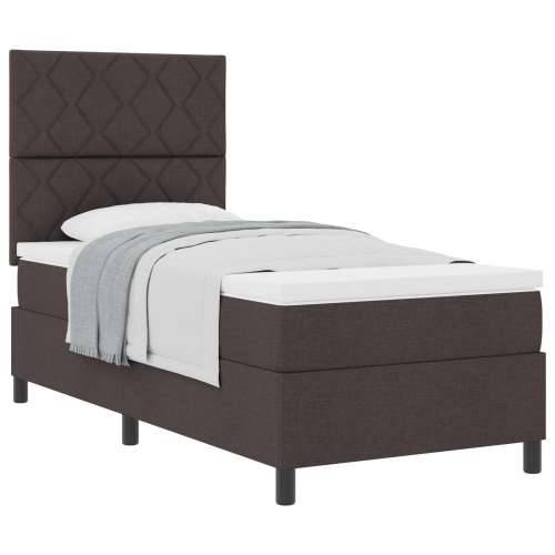 Box Spring Krevet s madracem Tamnosmeđi Jednokrevetni Tkanina Cijena