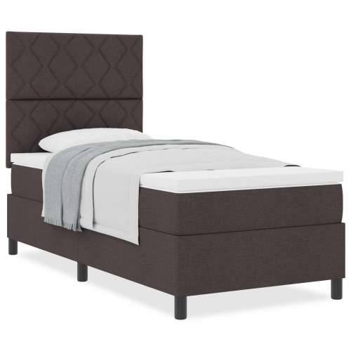 Box Spring Krevet s madracem Tamnosmeđi Jednokrevetni Tkanina Cijena
