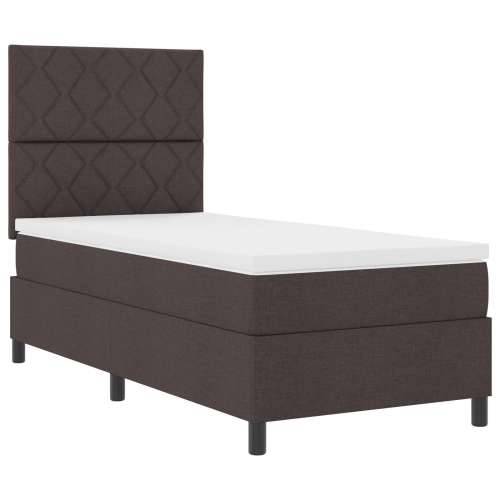 Box Spring Krevet s madracem Tamnosmeđi Jednokrevetni Tkanina Cijena